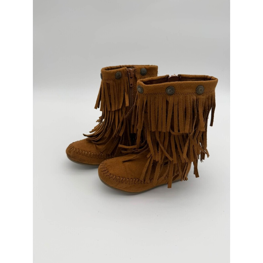 Sonoma 8 Brown Fringe Moccasin Boots Toddler Girls Boho Western Cowgirl 6726